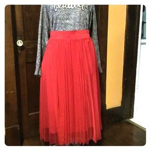 Torrid red mesh midi skirt